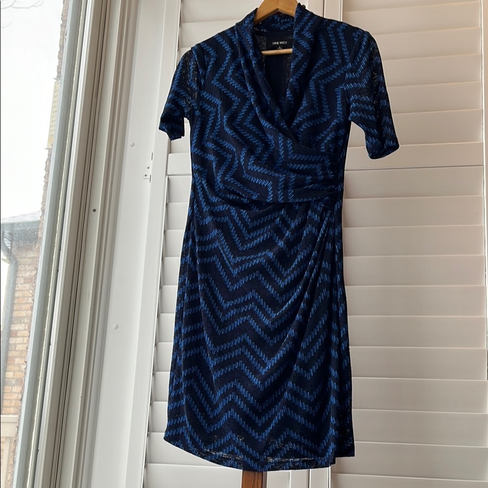 Nine West Elegant Blue Lined Dress